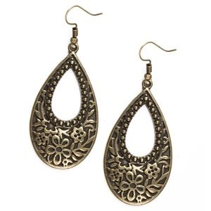 Spring Flinging Brass Teardrop Earring